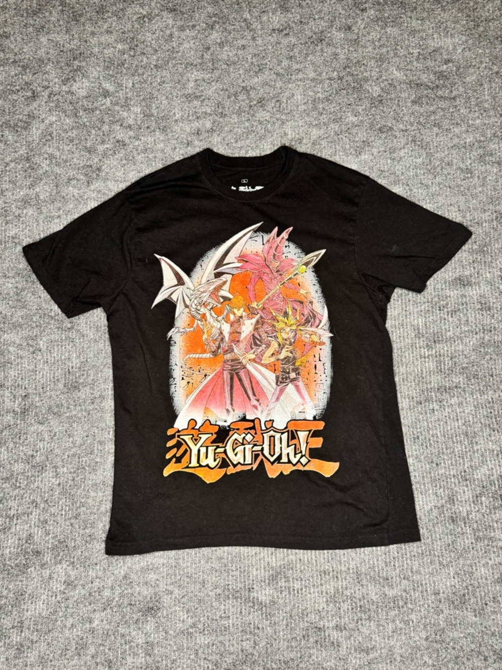 Yu-Gi-Oh Black Graphic T-Shirt with Anime Design Large